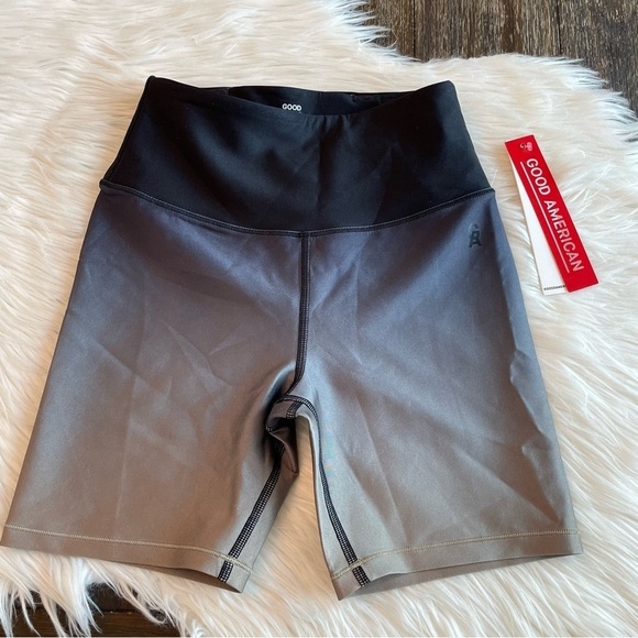 New Good American Biker Short 0 XS Bronze Ombre High Rise - Picture 2 of 8